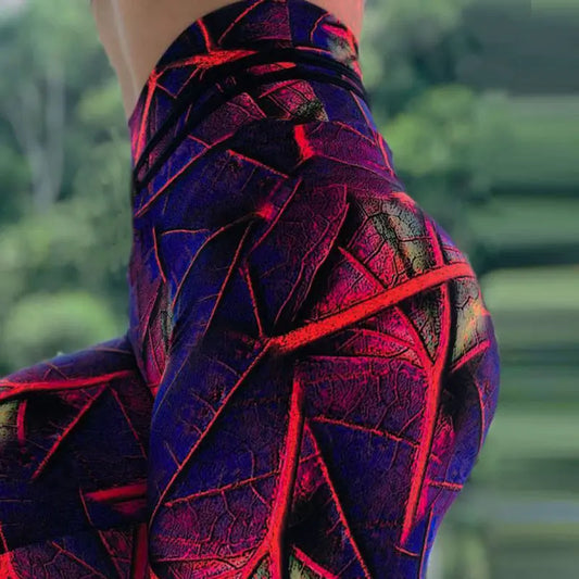 Women's Leaf Print Yoga Pants – Bold Botanical Fitness Leggings