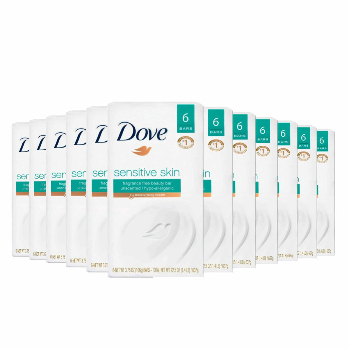 Dove Sensitive Skin Beauty Soap Bar Unscented - 4.25 Oz X