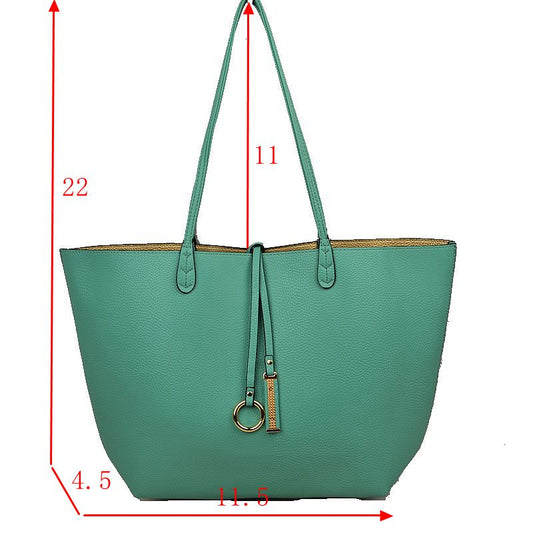 Women's Pebbled Faux Leather Reversible 2 in 1 Tote Shoulder Handbag Crossbody Bag