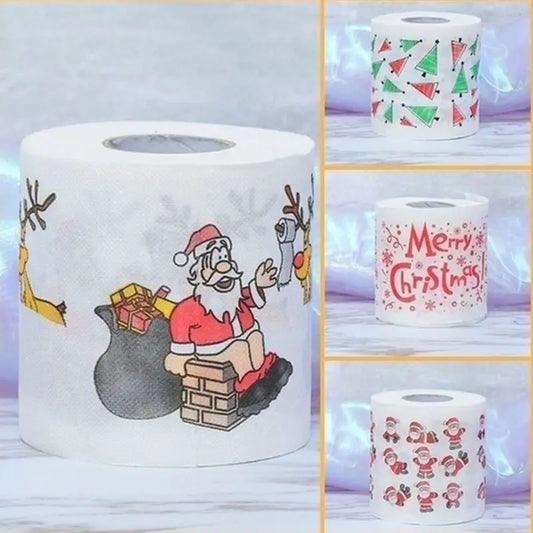 Christmas Pattern Printing Roll Toilet Paper Household Tissue Bathroom Web Q0KD