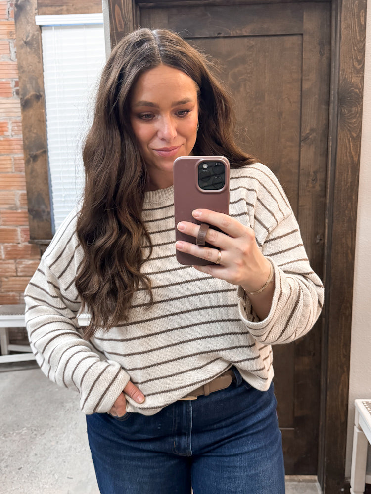 Striped Drop Shoulder Sweater Top