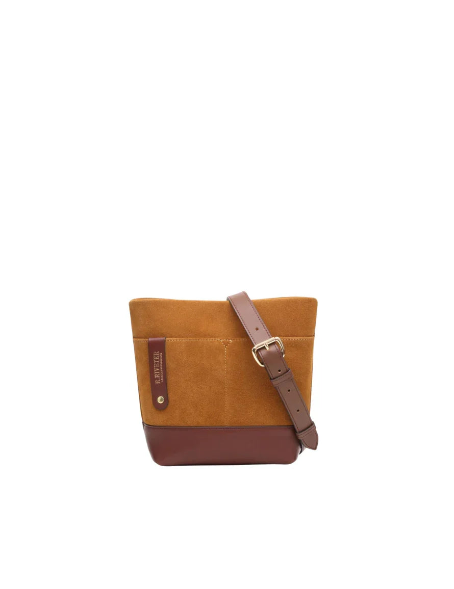 Betsy Bucket Bag | Mustard Suede + Brown Leather