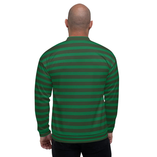 "BLACK/GREEN STRIPE" Bomber Jacket-LifessentialsLLC.com