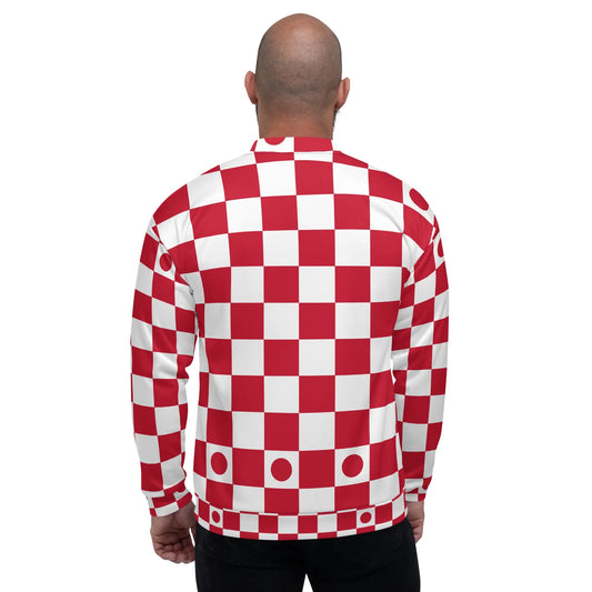 RED/WHITE"CHECKERBOARD"Bomber Jacket-LifessentialsLLC.com
