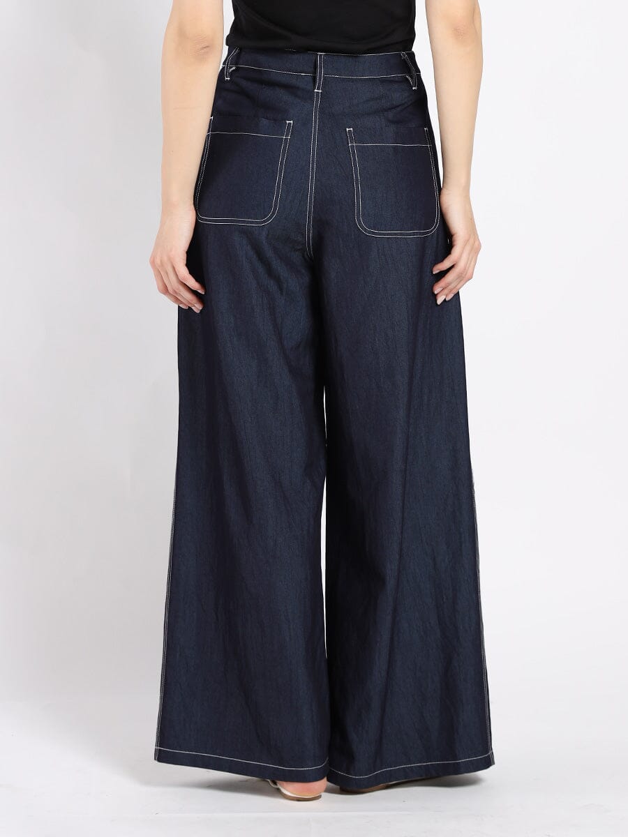 Gracia Fashion Women's Wide Leg Baggy Denim Pants