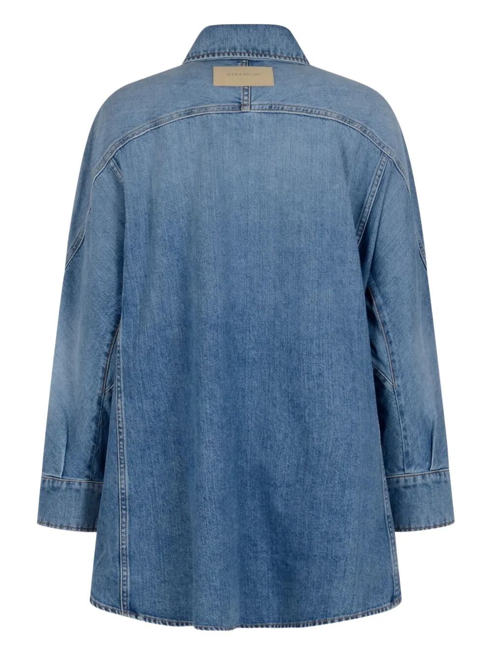 Blue denim jacket on a white background