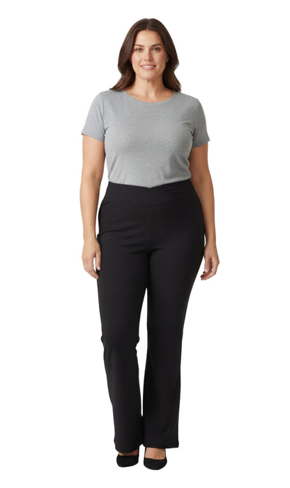 Women's Bootcut Flare Leggings — Pull-On Cotton Stretch with Crossover Waist