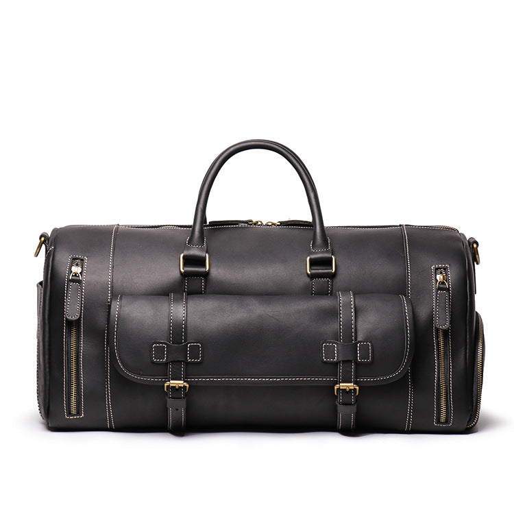 Full Grain Crazy Horse Leather Duffle Bag,  Vintage Handmade Weekender Travel Luggage