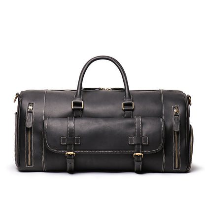 Full Grain Crazy Horse Leather Duffle Bag,  Vintage Handmade Weekender Travel Luggage