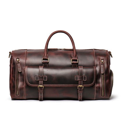 Full Grain Crazy Horse Leather Duffle Bag,  Vintage Handmade Weekender Travel Luggage