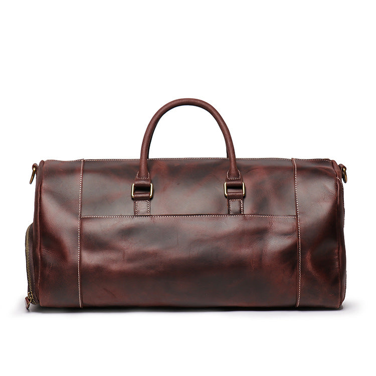 Full Grain Crazy Horse Leather Duffle Bag,  Vintage Handmade Weekender Travel Luggage