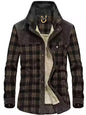 Men's Full Size Plaid Fleece Lined Snap Down Jacket Plus Size