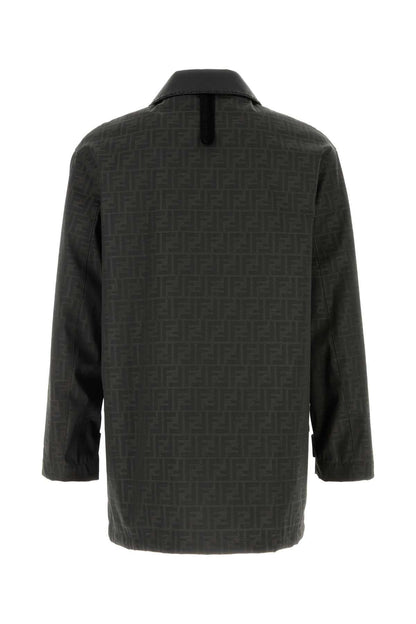Fendi Men Embroidered Canvas Coat