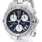 A Breitling Colt Chrono Ocean watch with a silver stainless steel case and bracelet, featuring a dark blue dial with white sub-dials and markers.