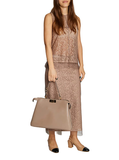 Fendi Women 'Pekaboo Soft Large' Grey Handbag With Twist Lock In Leather Woman
