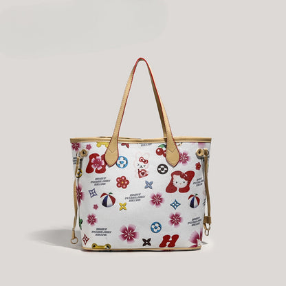 Cute large capacity tote bag, commuter cartoon versatile handbag for women, top handle purse