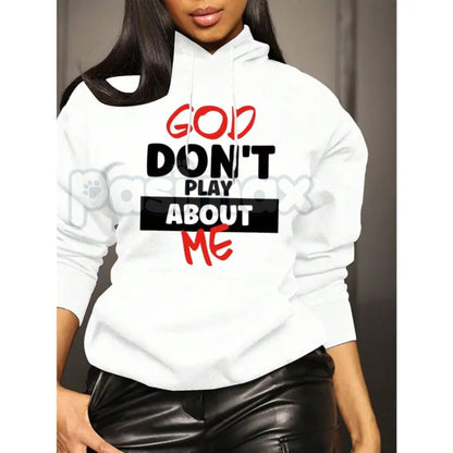 Women's Front Slogan Letter Print Hooded Sweatshirt – Casual Graphic Pullover, Trendy Statement Hoodie