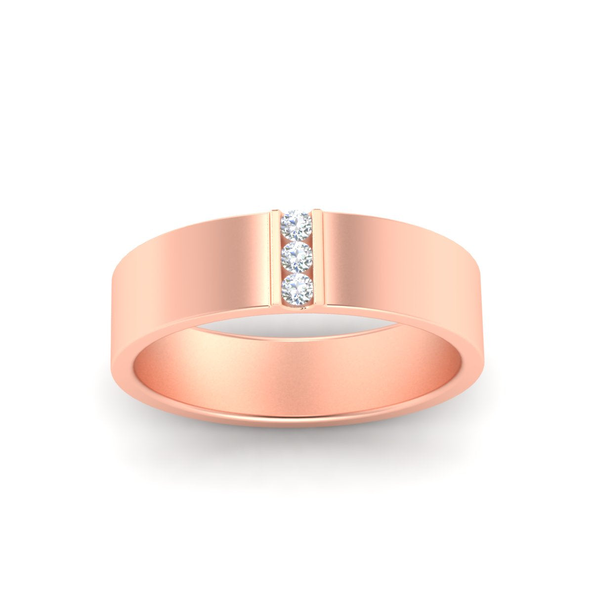 3 Stone Mens Flat Gemstone Band