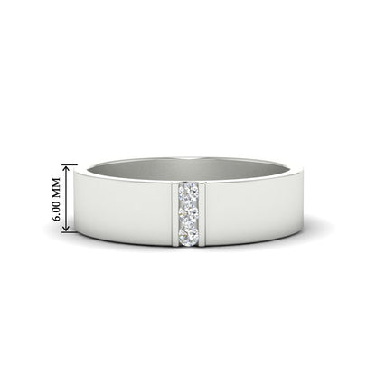 3 Stone Mens Flat Gemstone Band