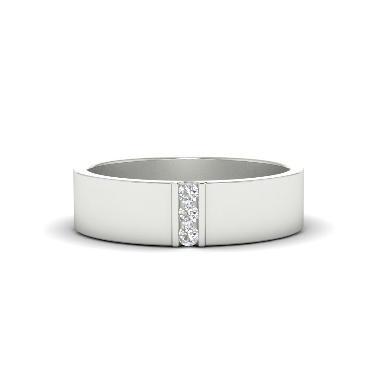 3 Stone Mens Flat Gemstone Band