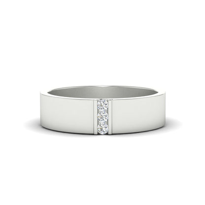 3 Stone Mens Flat Gemstone Band