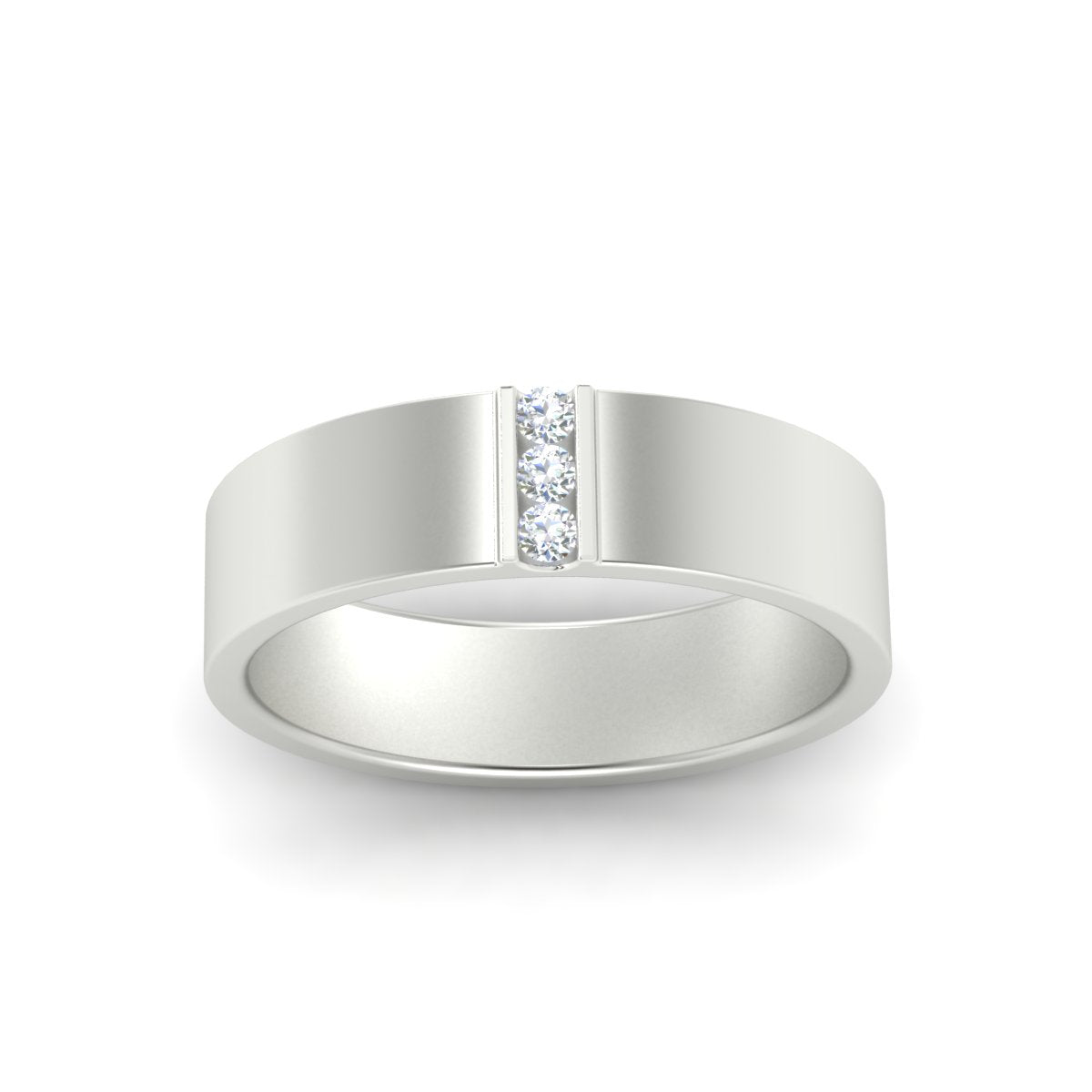 3 Stone Mens Flat Gemstone Band