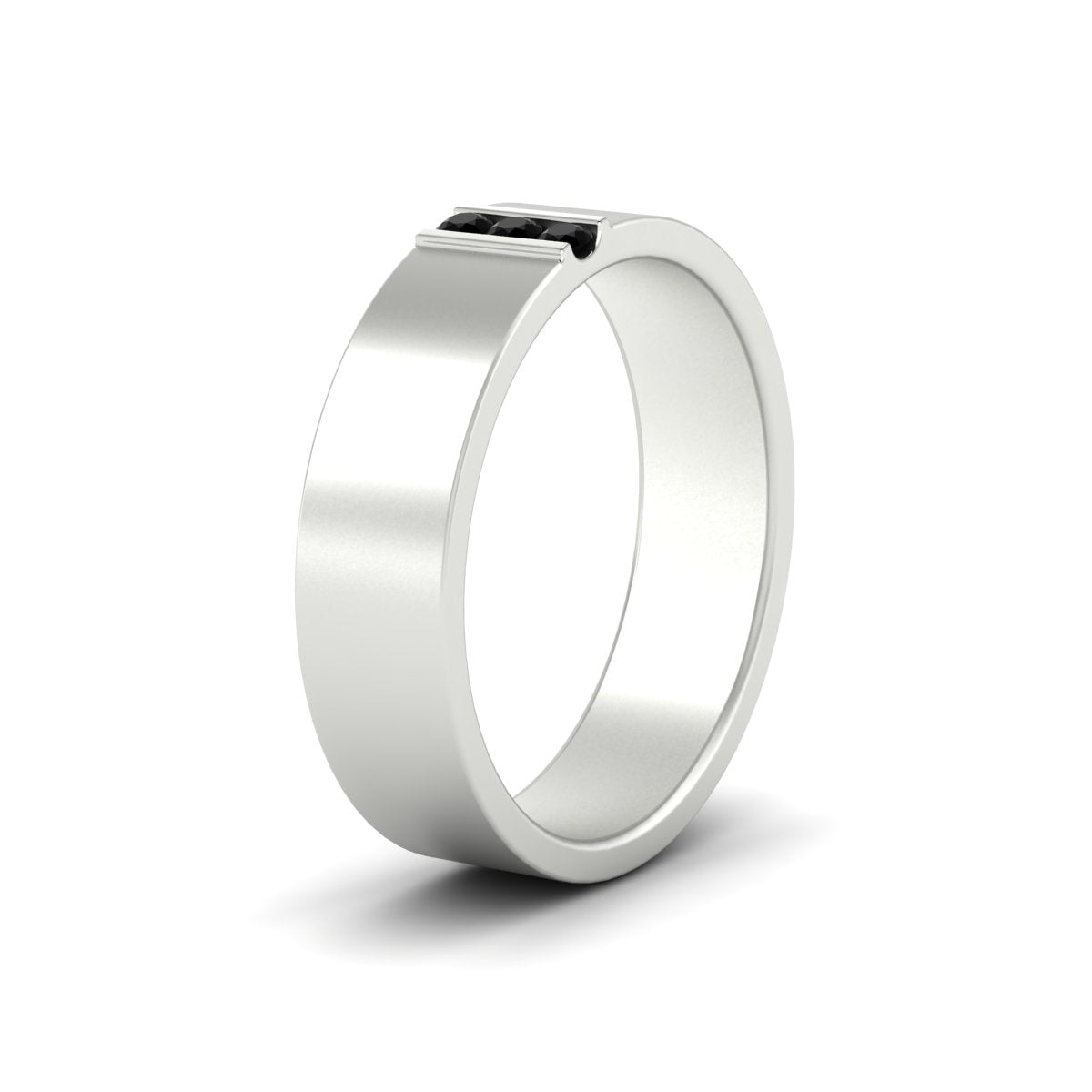 3 Stone Mens Flat Gemstone Band