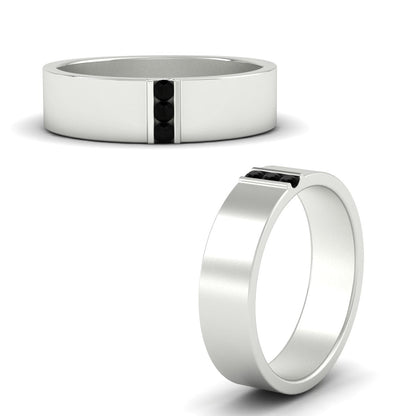 3 Stone Mens Flat Gemstone Band