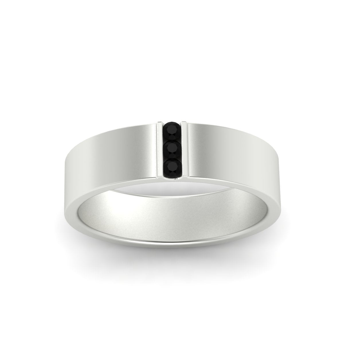 3 Stone Mens Flat Gemstone Band