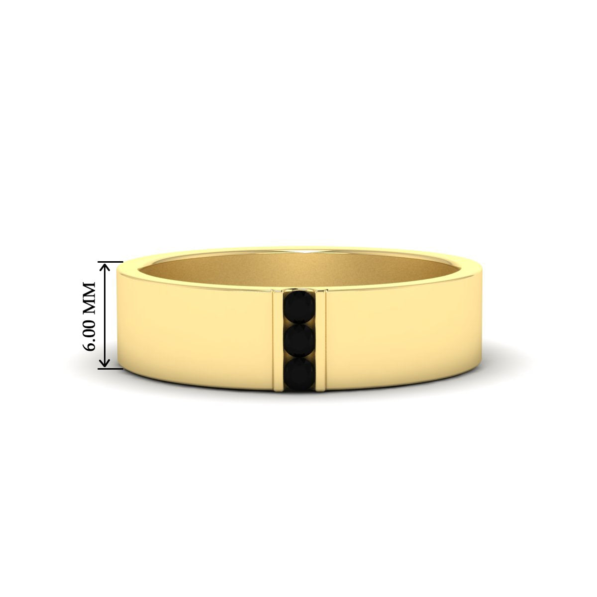 3 Stone Mens Flat Gemstone Band