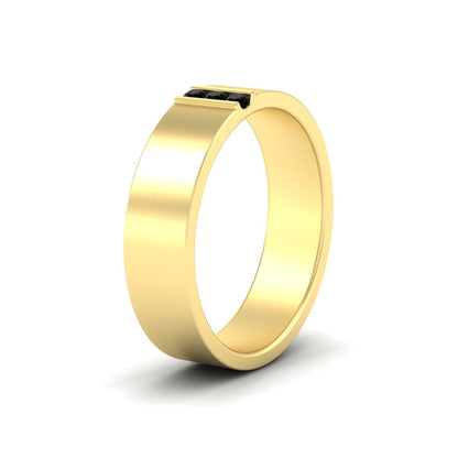3 Stone Mens Flat Gemstone Band