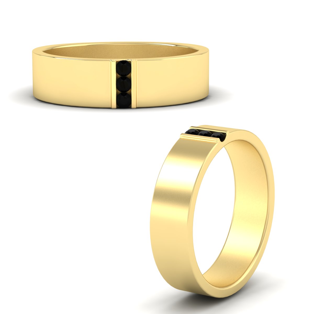 3 Stone Mens Flat Gemstone Band