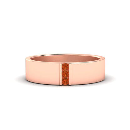 3 Stone Mens Flat Gemstone Band