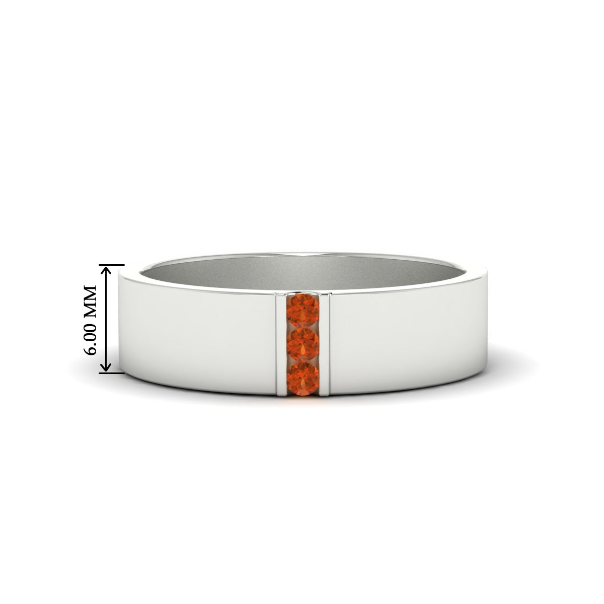 3 Stone Mens Flat Gemstone Band
