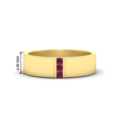 3 Stone Mens Flat Gemstone Band