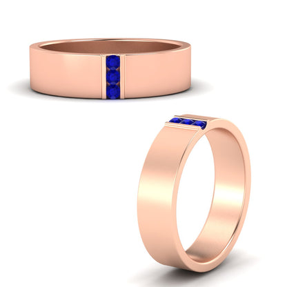 3 Stone Mens Flat Gemstone Band