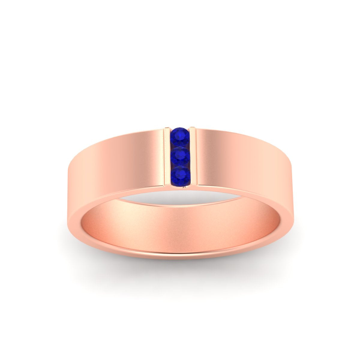 3 Stone Mens Flat Gemstone Band