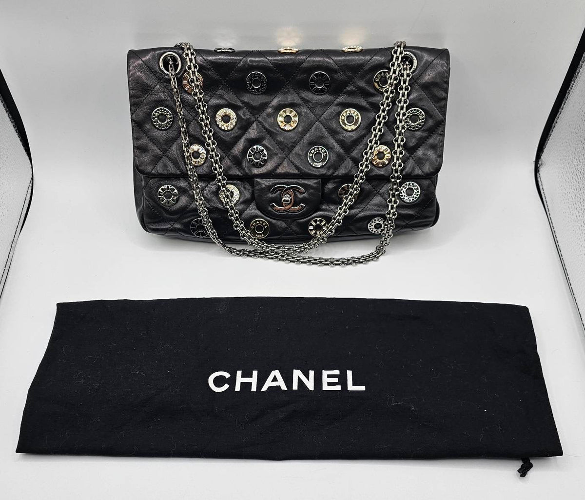 Chanel Star Attitude Flap Bag Grommet Embellished Quilted Leather Large