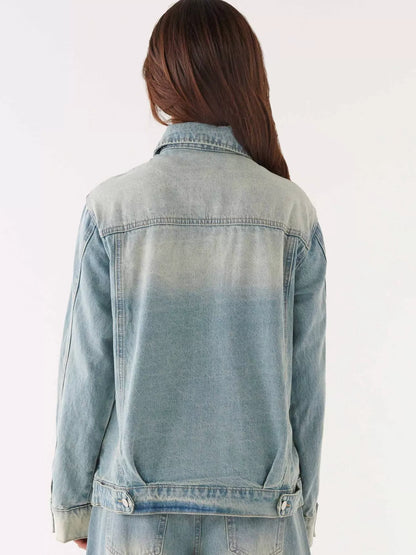 Button Up Denim Jacket and Jeans Set