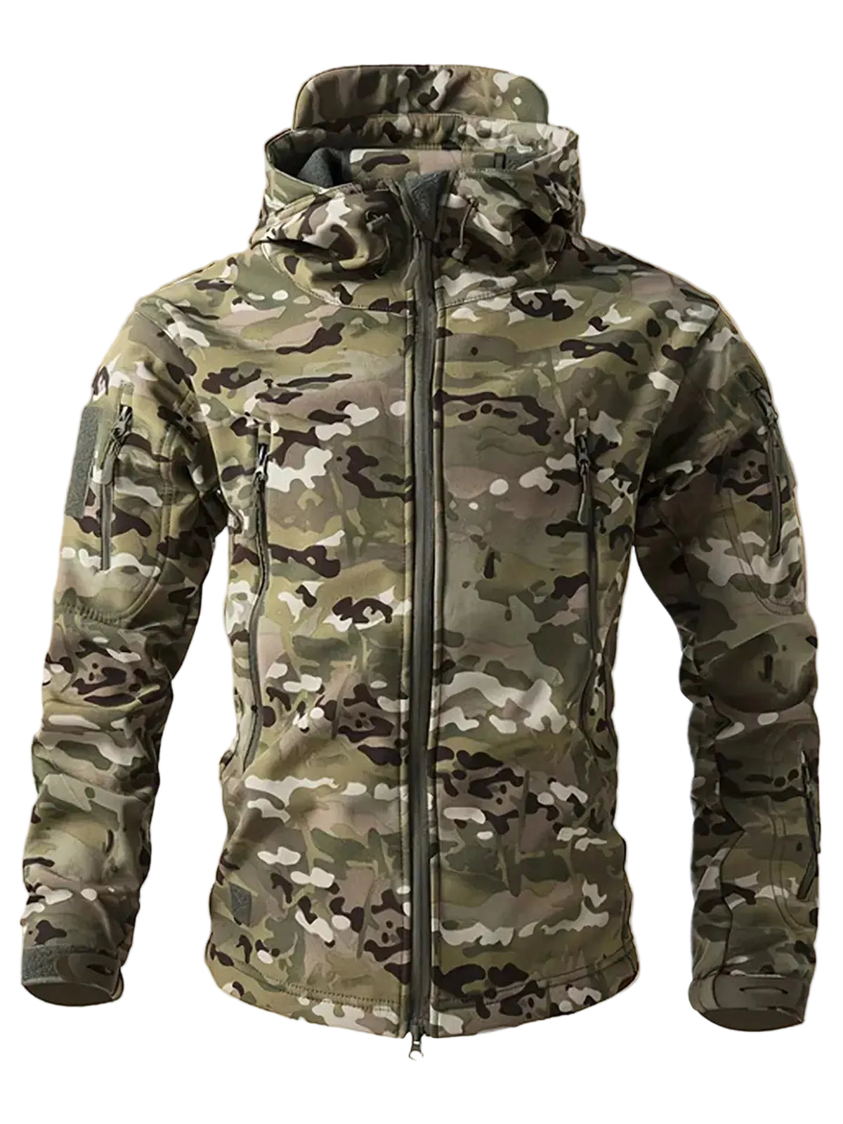 Camouflage jacket on a beige background