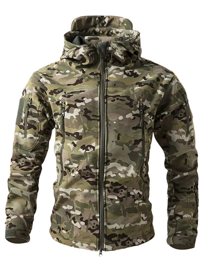 Camouflage jacket on a beige background