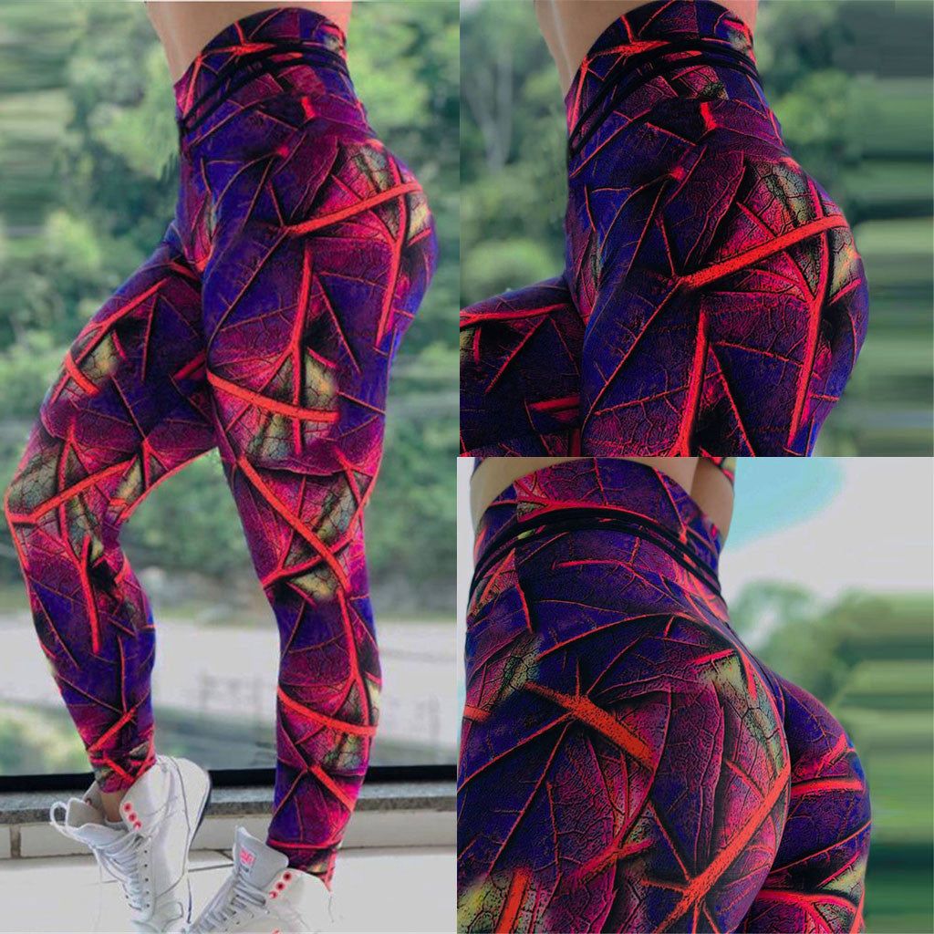 Leaf print fitness yoga pants-LifessentialsLLC.com