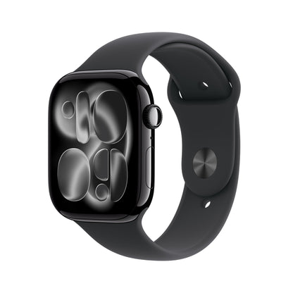 Apple Watch Series 11 [GPS 42mm] Smartwatch with Jet Black Aluminum Case with Black Sport Band - S/M. Sleep Score, Fitness Tracker, Health Monitoring, Always-On Display, Water Resistant