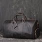 Full Grain Leather Duffle Bag with Shoe Compartment, Vintage Men's Weekender Travel Bag