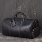 Full Grain Leather Duffle Bag with Shoe Compartment, Vintage Men's Weekender Travel Bag