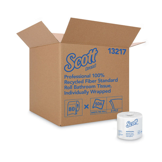 Scott Essential 100% Recycled Fiber SRB Bathroom Tissue, Septic Safe, 2-Ply, White, 506 Sheets/Roll, 80 Rolls/Carton