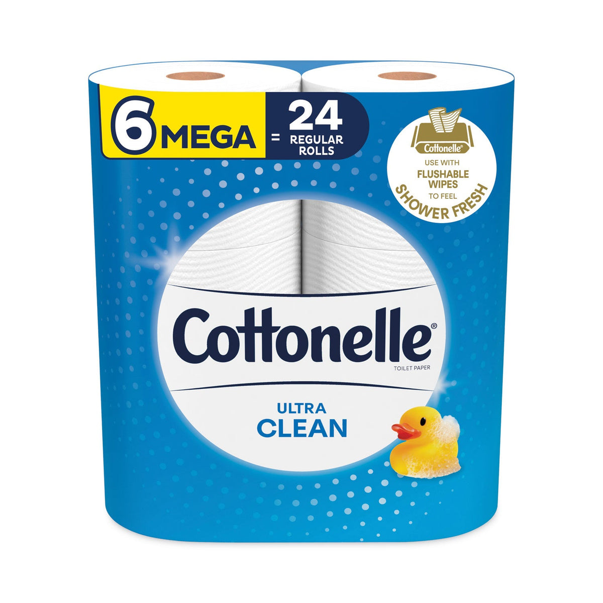 Cottonelle Ultra CleanCare Toilet Paper, Strong Tissue, Mega Rolls, Septic Safe, 1-Ply, White, 284/Roll, 6 Rolls/Pack, 36 Rolls/Carton