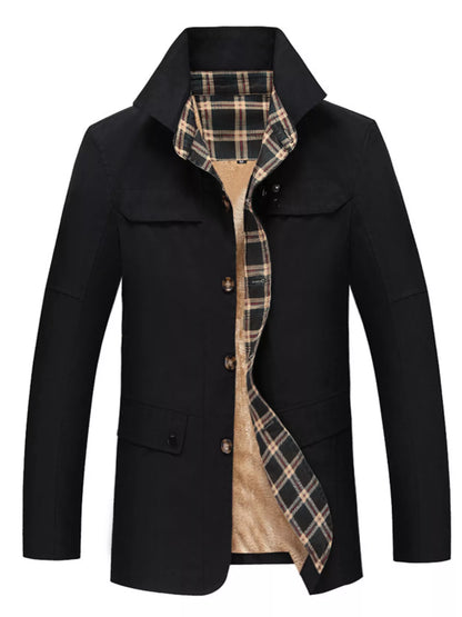 Men's Plus Size Casual Plaid Lined Warm Jacket