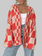 Women's Plaid Open Front Long Sleeve Cardigan Sweater