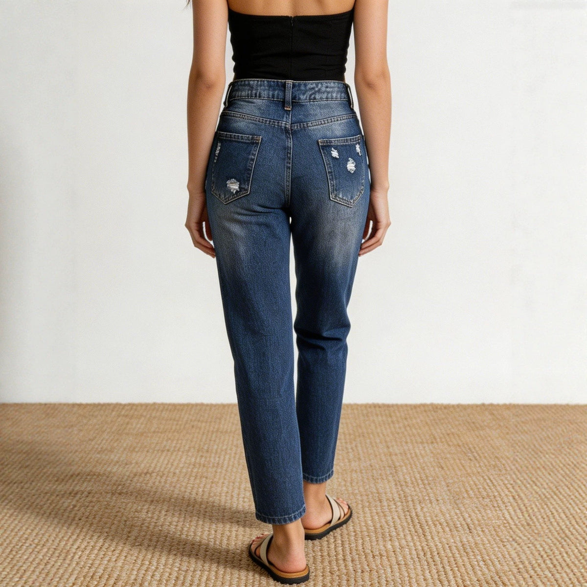 Fashionable And Versatile Womens Denim Jeans With A Dopamine Print